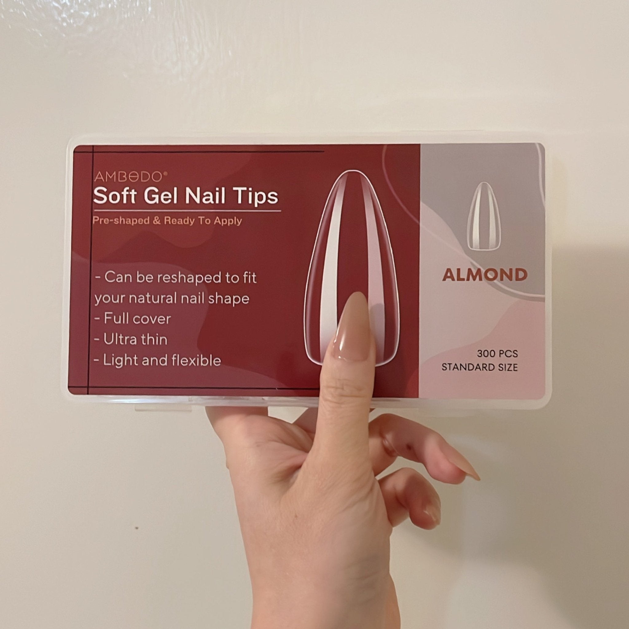 300pcs Ultra - Thin Nail Extension Soft Nail Tips - Almond - Ambedobeauty