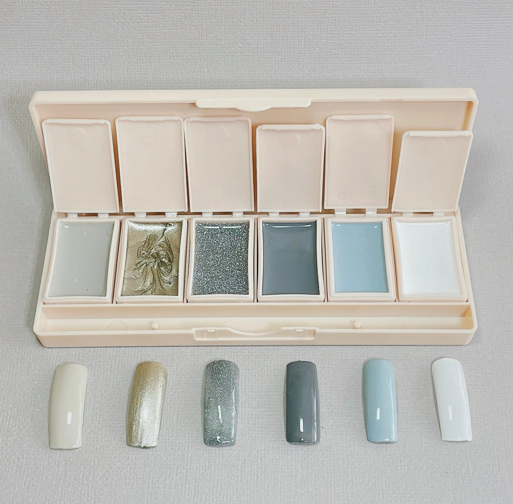 6 - Pan Solid Gel Nail Polish Palette - Bleu - Ambedobeauty