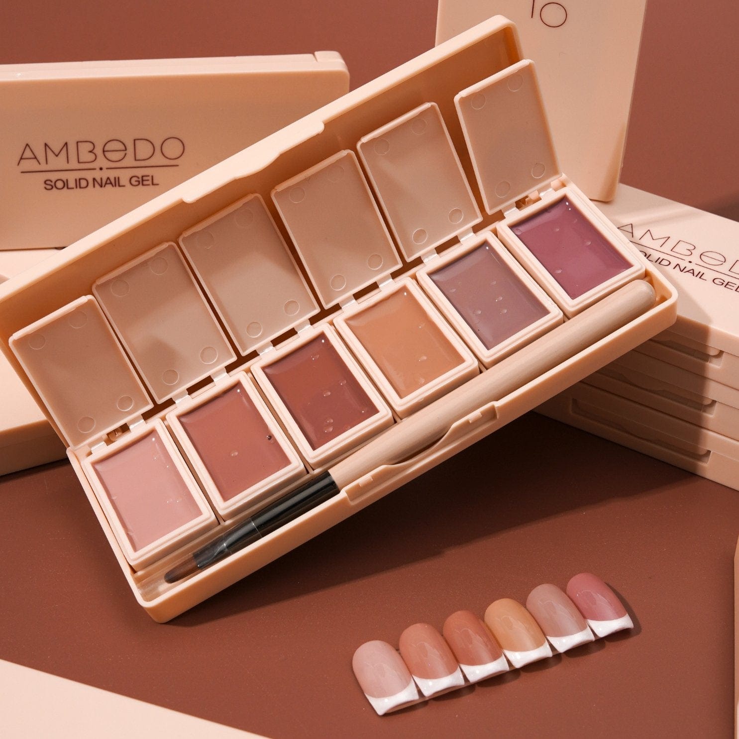 Ambedobeauty Nail Polishes 6-Pan Solid Gel Nail Polish Palette - Mauve