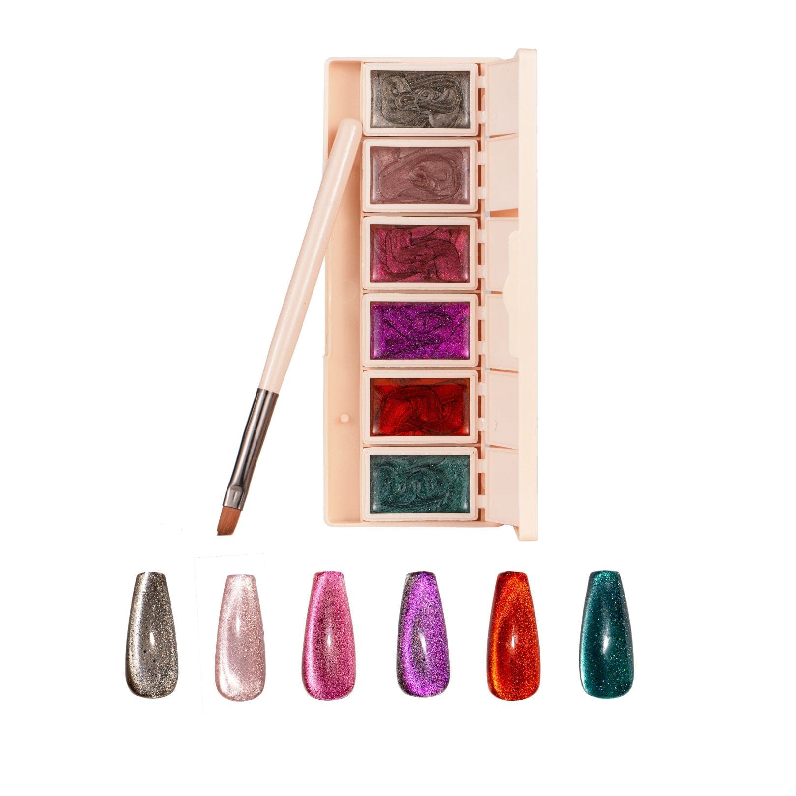 6-Pan Solid Nail Gel Polish Palette Starter Kit - Ambedobeauty