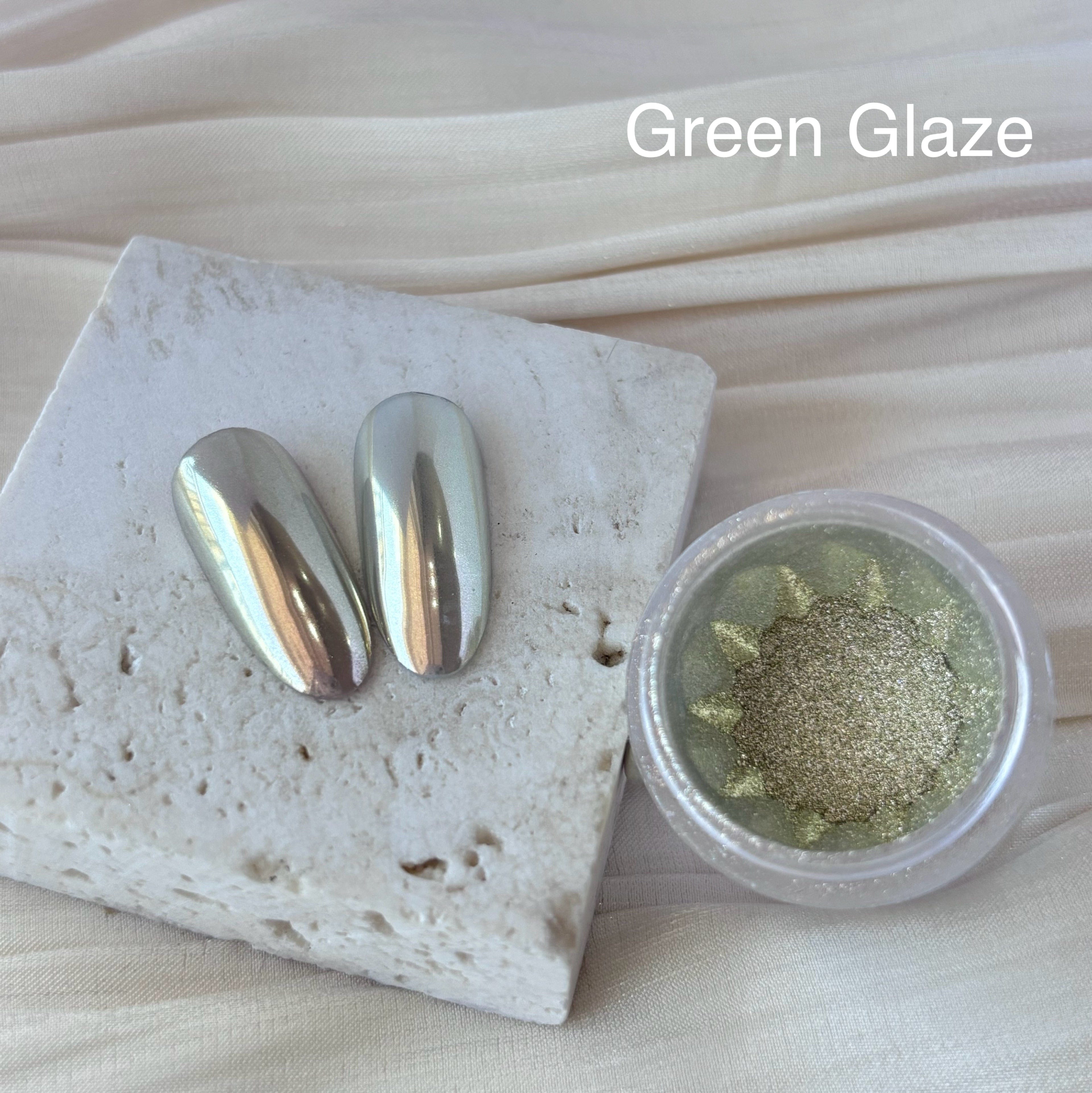 Ambedobeauty Nails Green Glaze Pearlescent Glazed Chrome Nail Powder