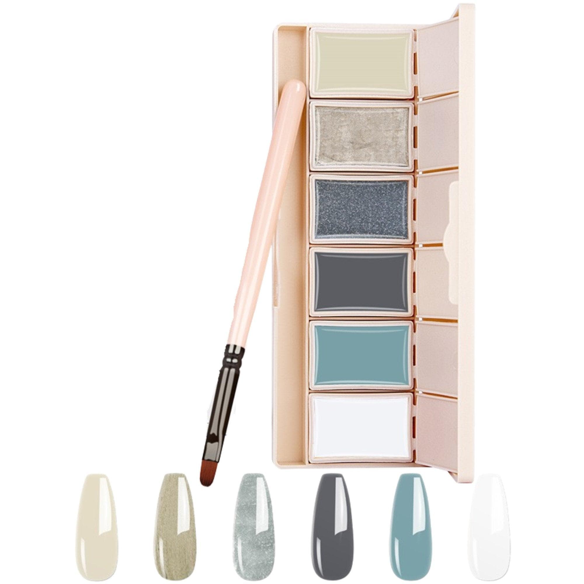 6-Pan Solid Nail Gel Polish Palette Starter Kit - Ambedobeauty