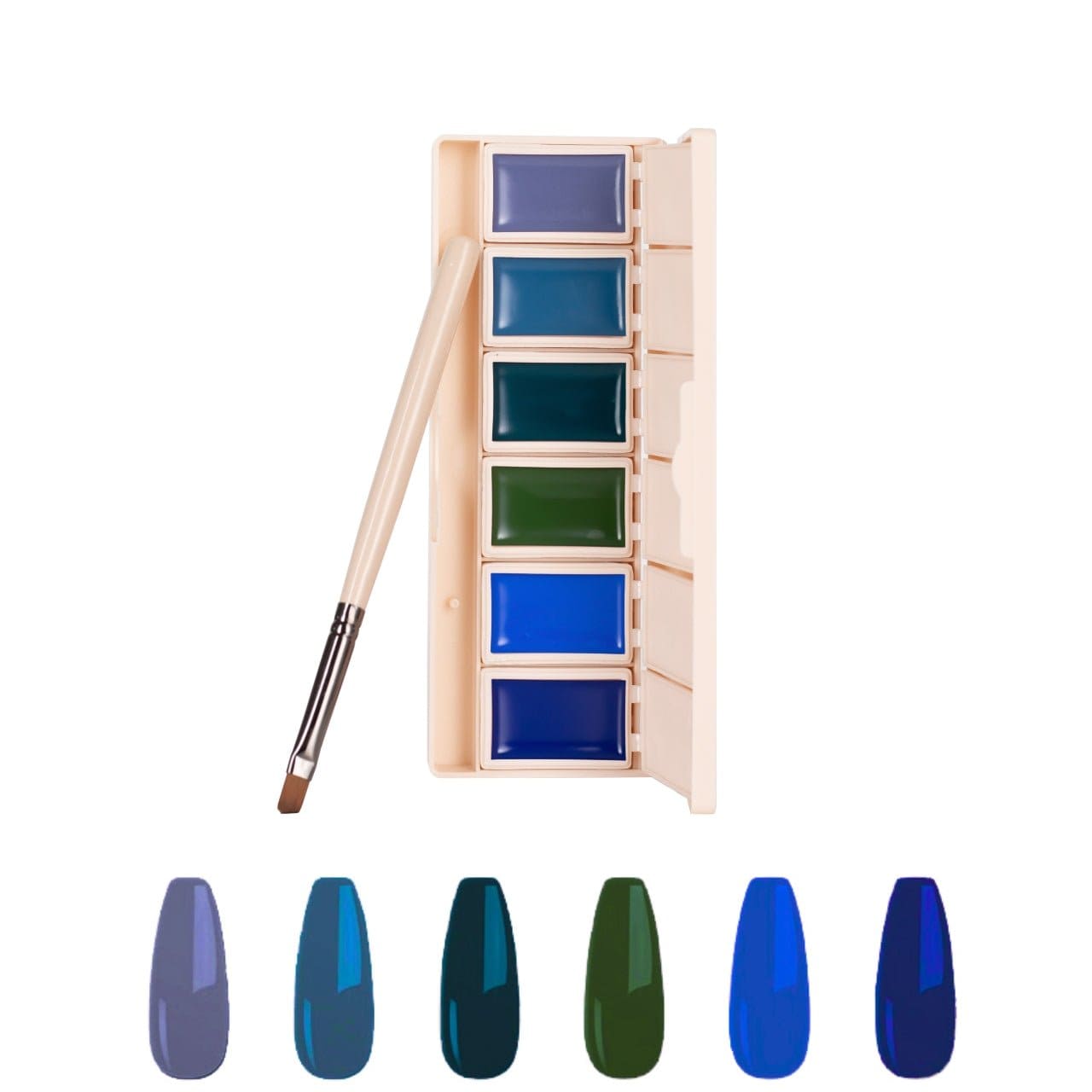 6-Pan Solid Nail Gel Polish Palette Starter Kit - Ambedobeauty