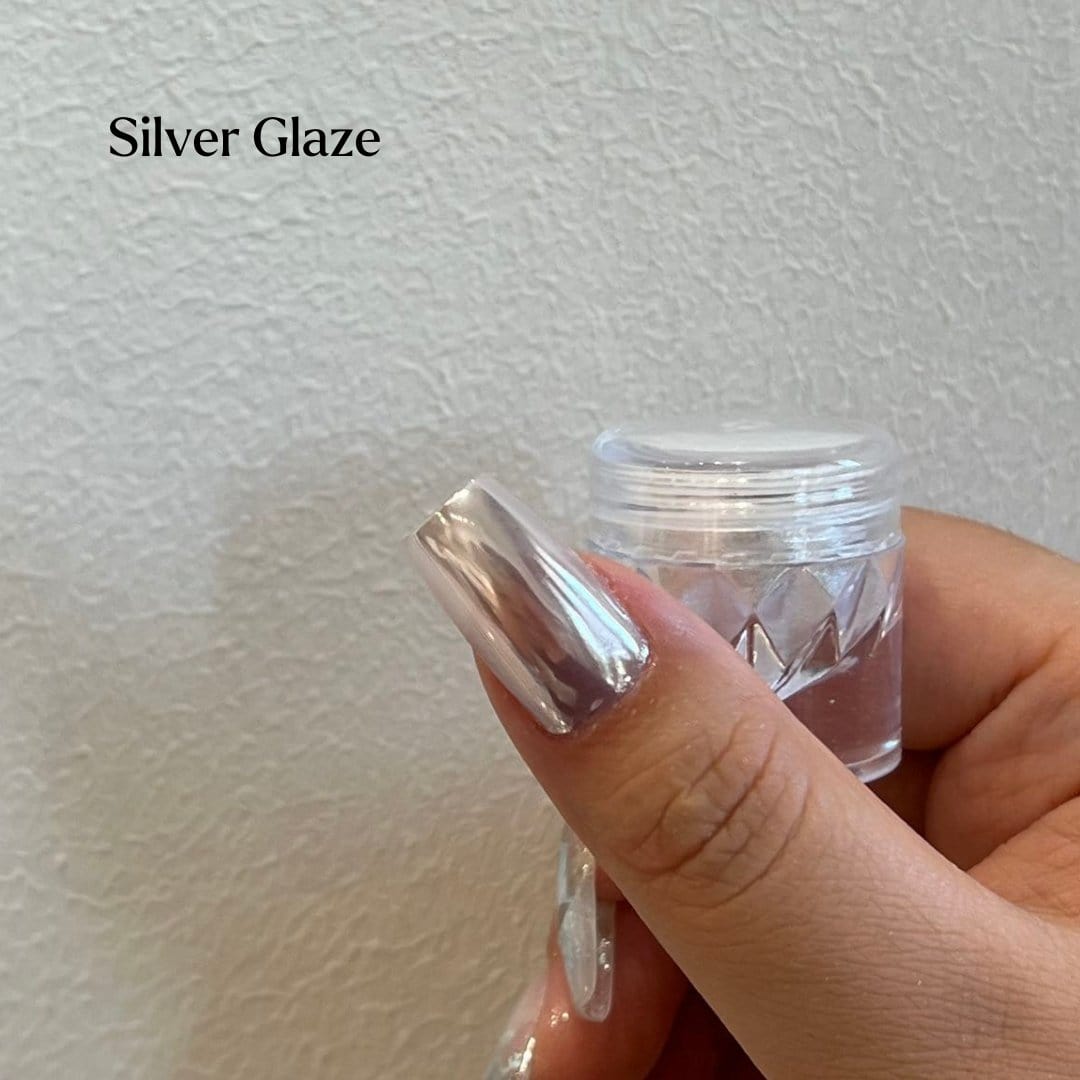 Ambedobeauty Silver Glaze Pearlescent Glazed Chrome Nail Powder